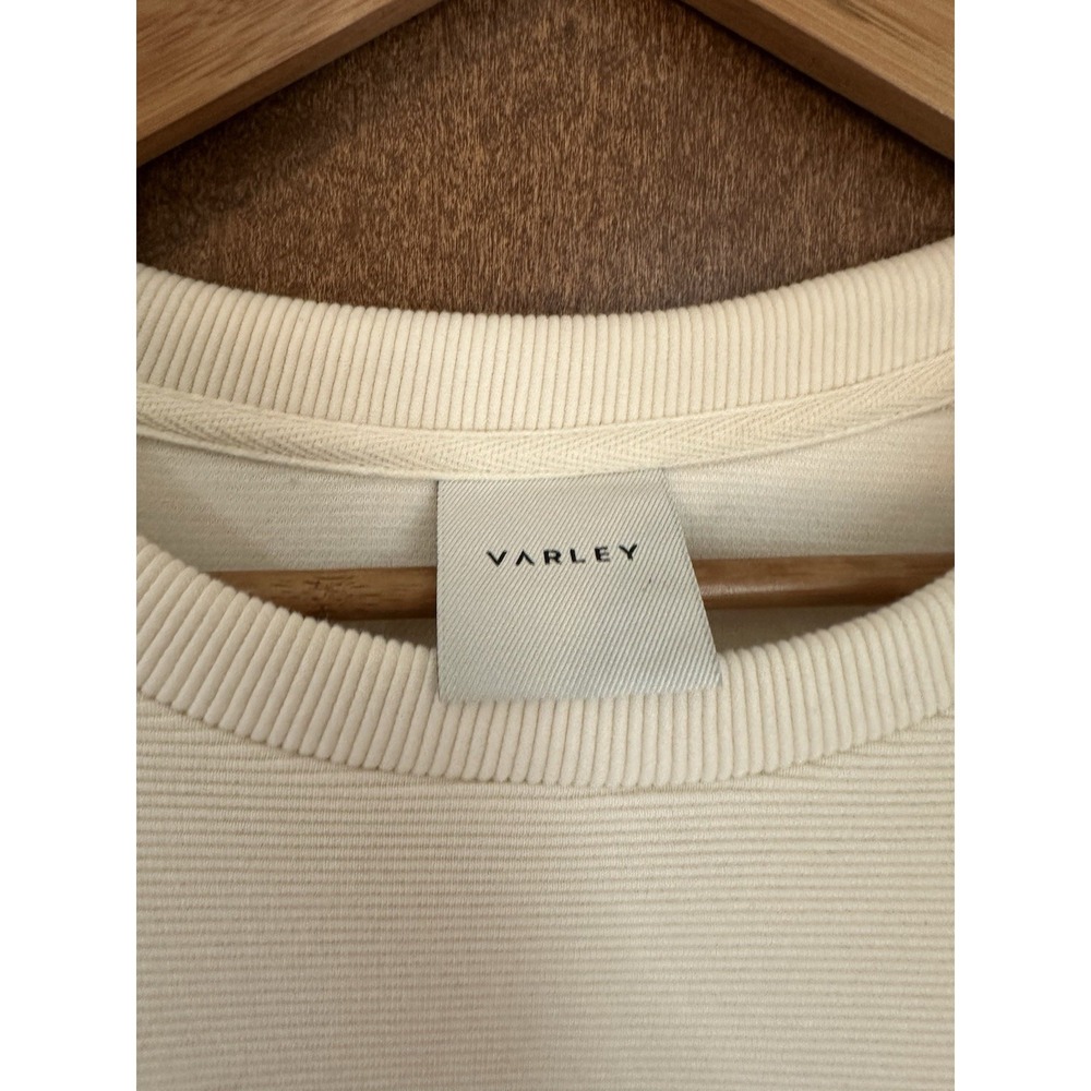 Varley Womens Cream Ribbed Sweatshirt Tunic Side Zip Pullover Size M/L - Picture 4 of 6